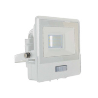 Reflektor LED 10W 735lm 3000K IP65 Bílý s tlumičem. pohybovým senzorem a funkcí CUT-OFF Samsung Chip VT-118S-W V-TAC