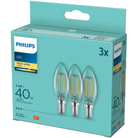3x LED žárovka E14 Candle B35 4,3W = 40W 470lm 2700K Warm FILAMENT Philips