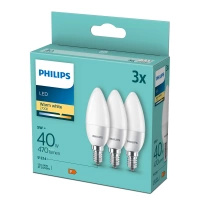 3x LED žárovka E14 Candle B35 4,9W = 40W 470lm 2700K teplá Philips