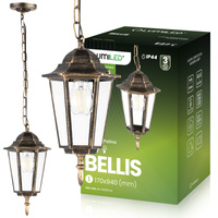 Závěsná zahradní lampa E27, LED lucerna Patina BELLIS LUMILED
