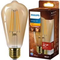 Žárovka LED Edison E27 ST64 7W = 40W 470lm 1800K Teplá bílá vlákno jantarové PHILIPS