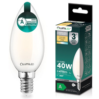 LED žárovka E14 svíčka B35 2,2W 470lm = 40W 2700K teplá bílá 360° Filament energetická třída A LUMILED