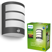 Zahradní lampa LED nástěnná lampa PYTHON IR myGarden 6W 2700K IP44 s pohybovým a soumrakovým senzorem černá PHILIPS