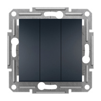 Třícestný spínač bez rámečku. zapuštěný. Asfora Anthracite