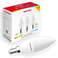 3x LED žárovka E14 C37 4.7W = 40W 806lm 3000K Teplá bílá 220° Mléčná TOSHIBA