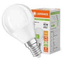 LED žárovka kulová E14 P45 4,9W = 40W 470lm 2700K teplá 200° stmívatelná Ledvance
