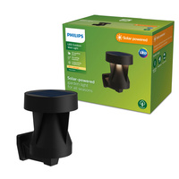 Zahradní nástěnná lampa Solární venkovní fasádní LED 1,8W 200lm 2700K se soumrakovým senzorem Černá Avery Philips