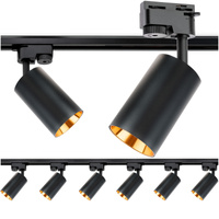 Osvětlovací lišta 2m + 6x reflektor lištový, GU10 Černá Zlatý SAGI LUMILED