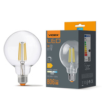 LED žárovka E27 G95 7W = 60W 806lm 4000K Neutrální bila vlákno Stmívatelné 360° VIDEX