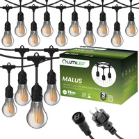 Venkovní řetěz 15m, 30x E27 Žárovky Smokey 6W 2200K MALUS LUMILED