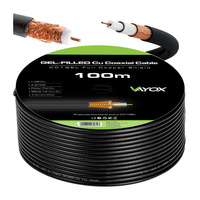 Anténní koaxiální kabel měděný gelový CU pozemní 4K Full HD černý 100M VAYOX