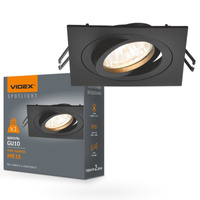 Zapuštěné stropní svítidlo Halogenové GU10 VIDEX černé čtvercové pohyblivé