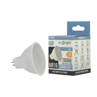 LED reflektorová žárovka MR16 GU5.3 2W 160lm 6500K studená bílá 12V Ecolight