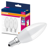 3x LED žárovka B39 svíčka E14 7,5W = 60W 806lm 4000K neutrální bílá 200° VALUE CLASSIC Osram