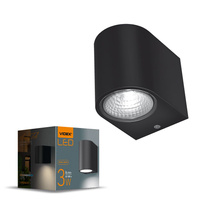 Zahradní nástěnná lampa Venkovní LED fasádní lampa 3W 270lm 2700k Warm Black PELLE Videx