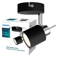 MERANTI GU10 nástěnný reflektor pohyblivý černý PHILIPS