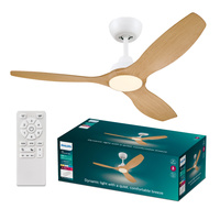 Stropní ventilátor 32W LED stropní svítidlo 24W 2650lm 3000/4300/6500K CCT Brown White + Pilot Olas Philips