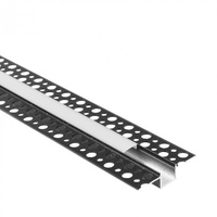 Hliníkový LED profil pro sádrokarton REGIPS Zapuštěný pod omítku Černý 1m s mléčným stínítkem pro LED pásky + krytky Ecolight řady GP