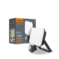 LED reflektor 30W 2850lm 5000K studený se senzorem pohybu a soumraku černý s mléčným stínítkem Videx