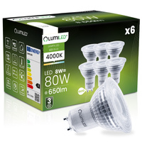 6x LED žárovka GU10 Reflector PAR16 8W = 80W 650lm 4000K Neutrální 36° Stmívatelná LUMILED
