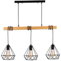 VIGO závěsné stropní svítidlo 3x E27 převislé dřevo černé GOLDLUX (Polux)