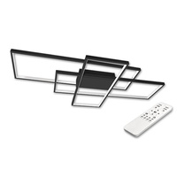Geometrické stropní svítidlo PLAFON LED lustr 130W 3000K-6500K černá + dálkový ovladač