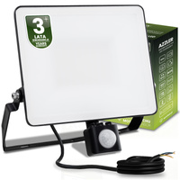 LED reflektor AZZLER 50W 6000lm 4000K IP44 Halogenová venkovní lampa se senzorem pohybu černá LUMILED
