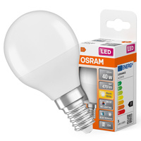 LED žárovka P45 kapka E14 4,9W = 40W 470lm 2700K teplá bílá CRI>97 180° CLASSIC Osram