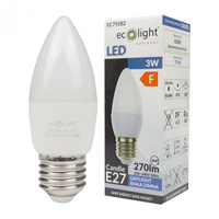 LED žárovka svíčka B37 E27 3W 270lm 6500K Cold Ecolight