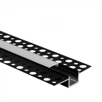 Hliníkový LED profil pro sádrokarton REGIPS Zapuštěný pod omítku Černý 2m s mléčným stínítkem pro LED pásky + krytky Ecolight řady GP