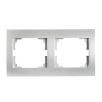 Vodorovný dvojitý rámeček pro zásuvku LOGI Kanlux Silver