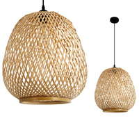 Bambusová dekorativní závěsná lampa E27 Boho Barso Kobi