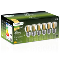 6x LED žárovka E27 Ball P45 4W = 40W 470lm 3000K Warm 360° FILAMENT LUMILED