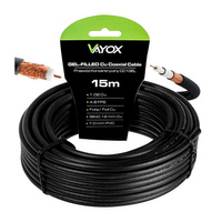 Anténní koaxiální kabel měděný gelový CU pozemní 4K Full HD černý 15M VAYOX