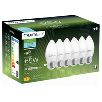 6x LED E14 CANDLE 8W = 60W 6500K studená bílá CCD LUMILED žárovka