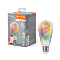 LED žárovka E27 4,8W = 40W 470lm RGBW CCT Stmívatelná SMART+ WiFi Filament Edison Ledvance