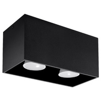 Svítidlo pro povrchovou montáž QUAD MAXI 2xGU10 Obdélníkové minimalistické černé SOLLUX