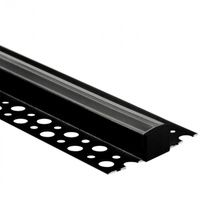 Hliníkový LED profil pro sádrokarton REGIPS Podprofil pro dlaždice černý 2m s průhledným difuzorem pro LED pásky + koncovky GN Ecolight series