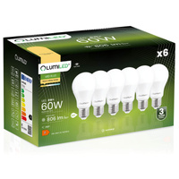 6x Žárovka LED A60, E27 8W = 60W 806lm 4000K Neutrální bílá 260° LUMILED