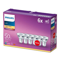 6x LED halogenová žárovka GU10 PAR16 4,6W = 50W 355lm 2700K teplá bílá 36° PHILIPS