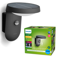 Solární zahradní lampa LED nástěnná lampa TYLA IR 1.2W 3000K IP44 s pohybovým a soumrakovým senzorem antracit PHILIPS