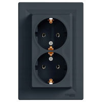 Dvojitá zásuvka SCHUKO 2x 2P+E s rámem SCHNEIDER ASFORA