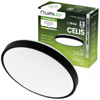 LED stropní podhled 24W 4000K CELIS Round IP44 Black Ring ALS LUMILED Povrchová montáž