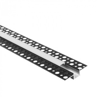 Hliníkový LED profil pro sádrokarton REGIPS Zapuštěný pod omítku Černý 1m s matným difuzorem pro LED pásky + krytky Ecolight řady GP