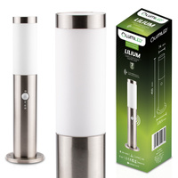 Venkovní zahradní lampa E27, LED snímač pohybu sloupek 45cm inox LILIUM LUMILED