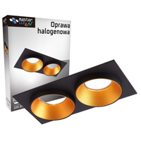 SPOT 2x GU10 obdélníkové černé zlato zapuštěné dvojité zapuštěné svítidlo