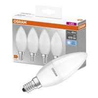 4x LED žárovka E14 B35 5.5W = 40W 470lm 4000K neutrální bílá OSRAM Základna