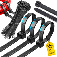 Silná stahovací páska 2.5x100mm černá 100 kusů ECOLIGHT