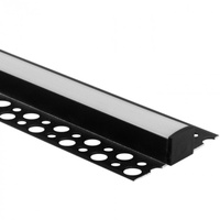 Hliníkový LED profil pro sádrokarton REGIPS Podprofil pro dlaždice černý 2m s mléčným stínítkem pro LED pásky + koncovky GN Ecolight series