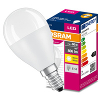 LED žárovka E14 7W = 60W 806lm 3000K Teplá bílá 200° OSRAM HODNOTA